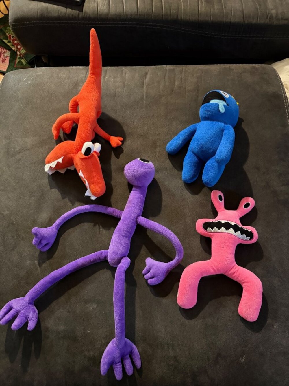 Rainbow Friends Set Of 4 Plush Monster Toys - Red Blue Pink & Purple - Soft Fabr